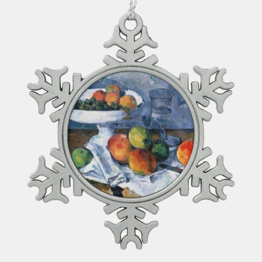 Stillleben mit Frucht-Teller Schneeflocken Zinn-Ornament (Vorderseite)