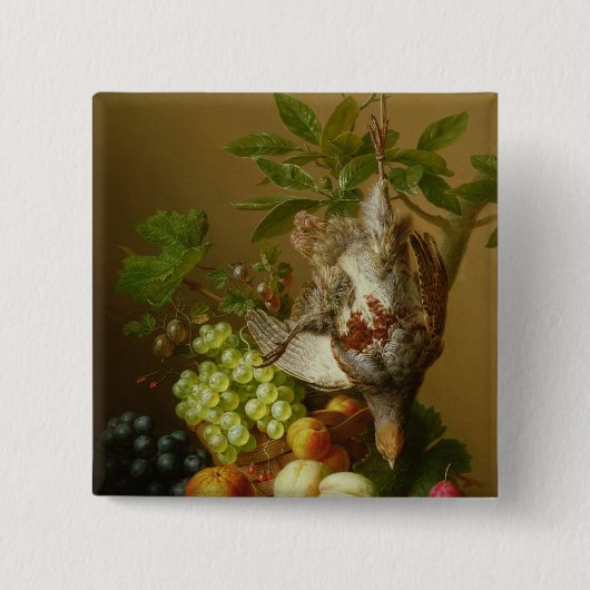 Stillleben mit Frucht und einem toten Rebhuhn Button (Vorderseite)