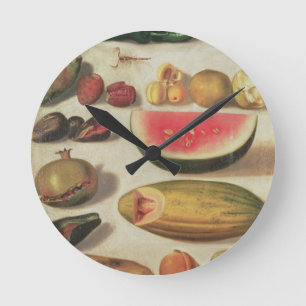 Stillleben mit Frucht und Kröte Runde Wanduhr