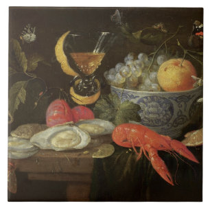 Stillleben mit Frucht und Schalentieren, 1653 (Öl Fliese