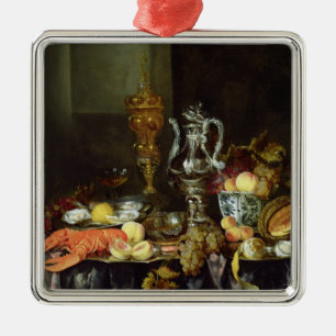 Stillleben mit Frucht und Schalentieren Silbernes Ornament
