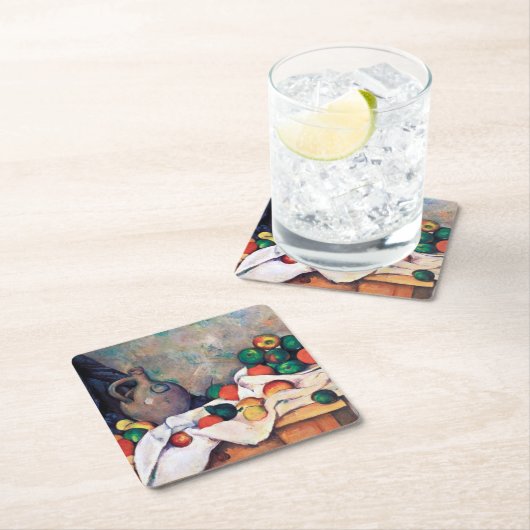 Stillleben mit Früchten, Paul Cezanne Rechteckiger Pappuntersetzer (Vor Ort)