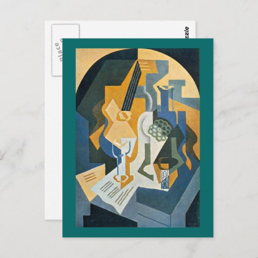 Stillleben mit Fruchtgeschirr und Mandolin Postkarte (Vorne/Hinten)