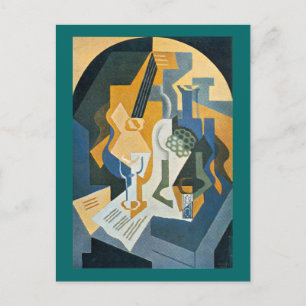 Stillleben mit Fruchtgeschirr und Mandolin Postkarte