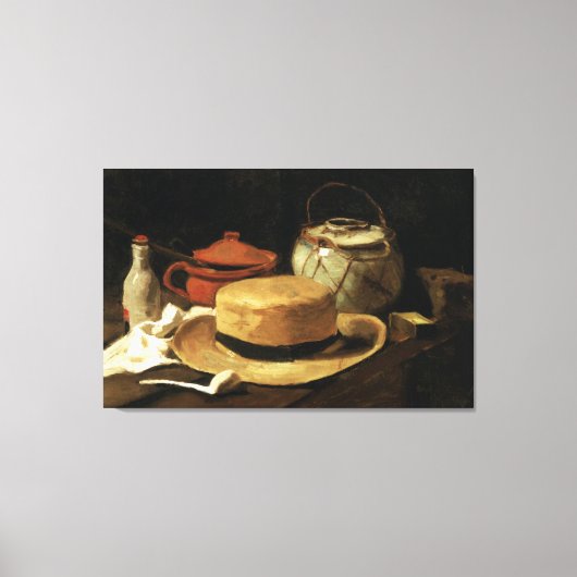 Stillleben mit gelbem Strohhut-Galerie umwickelt Leinwanddruck (Vorderseite)