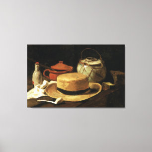 Stillleben mit gelbem Strohhut Gallery Wrapped Leinwanddruck