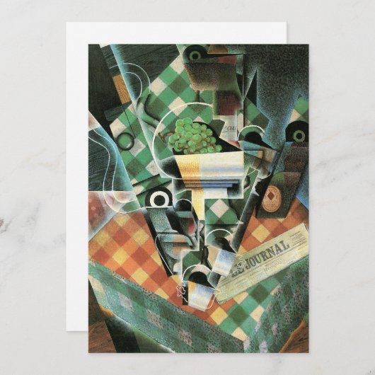 Stillleben mit geprüftem Tabletekloth von Juan Gri Einladung (Vorne/Hinten)