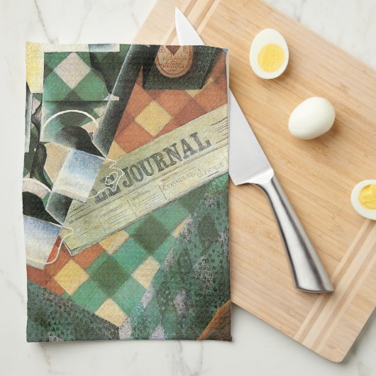 Stillleben mit geprüftem Tabletekloth von Juan Gri Geschirrtuch (Viertel Falte)