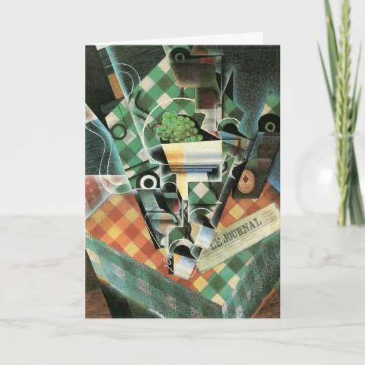 Stillleben mit geprüftem Tabletekloth von Juan Gri Karte (Vorderseite)