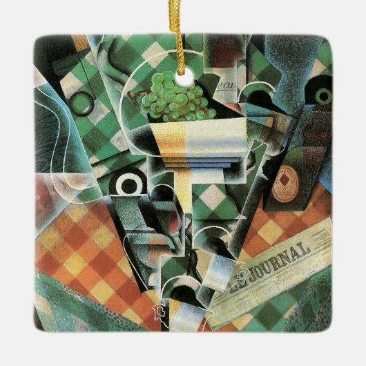 Stillleben mit geprüftem Tabletekloth von Juan Gri Keramikornament (Vorderseite)