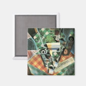 Stillleben mit geprüftem Tabletekloth von Juan Gri Magnet (Vorderseite/Rückseite)