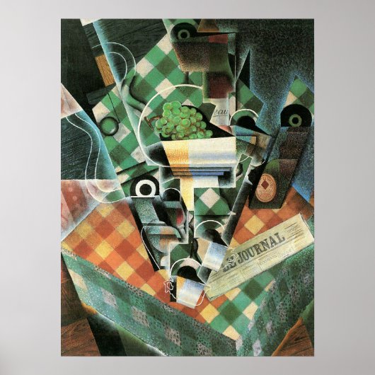 Stillleben mit geprüftem Tabletekloth von Juan Gri Poster (Vorne)