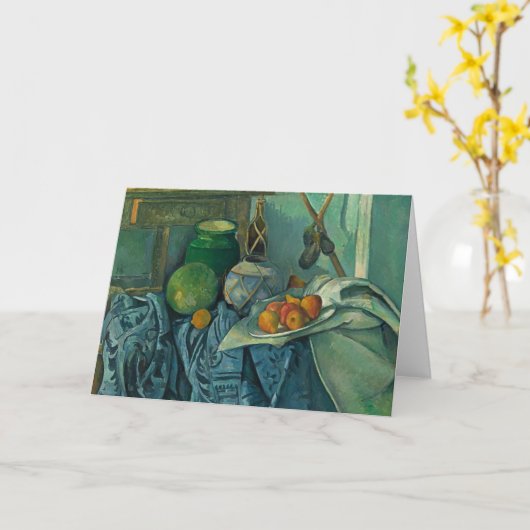 Stillleben mit Ginger Jar und Eggplants, Cezanne Karte (Gelbe Blume)