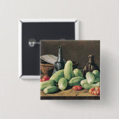 Stillleben mit Gurken und Tomaten Button (Vorne & Hinten)