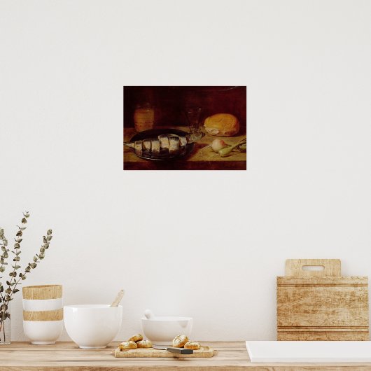 Stillleben mit Hering Poster (Küche)