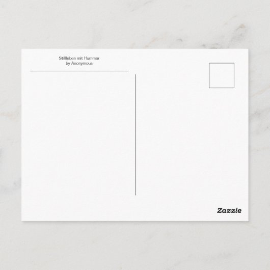 Stillleben mit Hummer von Anonymous Postkarte (Rückseite)