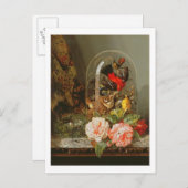 Stillleben mit Humming Bird in einem Glasdom Postkarte (Vorne/Hinten)