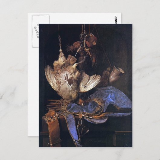 Stillleben mit Jagdausrüstung Postkarte (Vorne/Hinten)