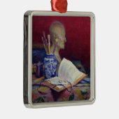 Stillleben mit Kopf von Voltaire Silbernes Ornament (Rechts)