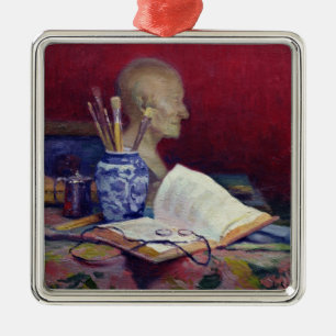 Stillleben mit Kopf von Voltaire Silbernes Ornament