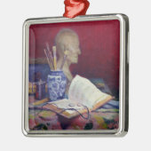 Stillleben mit Kopf von Voltaire Silbernes Ornament (Links)
