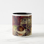 Stillleben mit Kuchen und einer Silber-Teekanne Zweifarbige Tasse (Mittel)