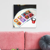 Stillleben mit Leinwand der Buch- und Roten Tasse (Insitu (Wohnzimmer))