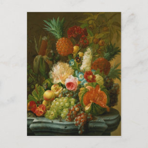 Stillleben mit Melon und Trauben Postkarte