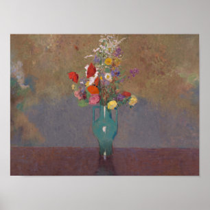 Stillleben mit Mohn-Wildblumenstrauß Poster