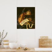 Stillleben mit Musikinstrumenten Poster (Küche)