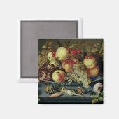 Stillleben mit Obst, Blume und Meeresfrüchten Magnet (Vorderseite/Rückseite)