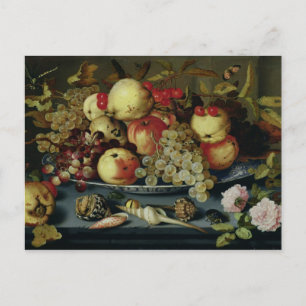 Stillleben mit Obst, Blume und Meeresfrüchten Postkarte