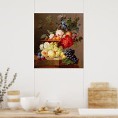 Stillleben mit Obst und Blume Poster (Küche)