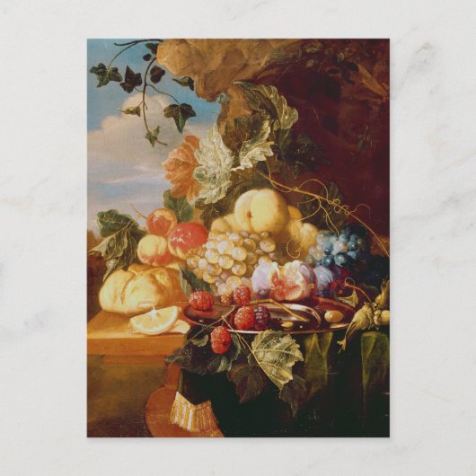 Stillleben mit Obst und Blume Postkarte (Vorderseite)