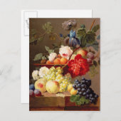 Stillleben mit Obst und Blume Postkarte (Vorne/Hinten)