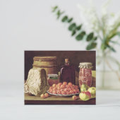 Stillleben mit Obst und Käse Postkarte (Stehend Vorderseite)