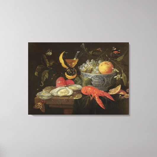 Stillleben mit Obst und Muschel Fisch, 1653 (Öl au Leinwanddruck (Vorderseite)