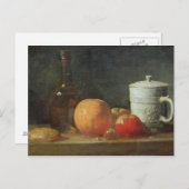Stillleben mit Obst und Weinflasche Postkarte (Vorne/Hinten)