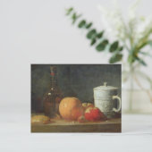 Stillleben mit Obst und Weinflasche Postkarte (Stehend Vorderseite)