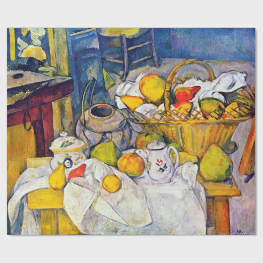 Stillleben mit Obstkorb, Paul Cezanne Geschenkpapier (Flach)
