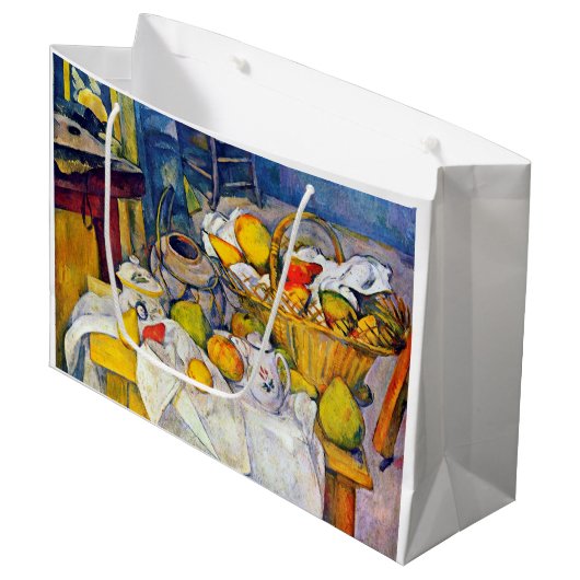 Stillleben mit Obstkorb, Paul Cezanne Große Geschenktüte (Vorderseite Schrägansicht)