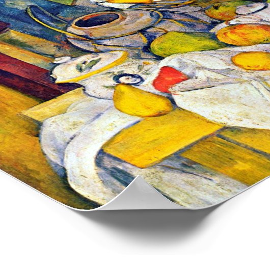 Stillleben mit Obstkorb, Paul Cezanne Poster (Ecke)