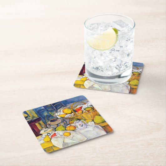 Stillleben mit Obstkorb, Paul Cezanne Rechteckiger Pappuntersetzer (Vor Ort)