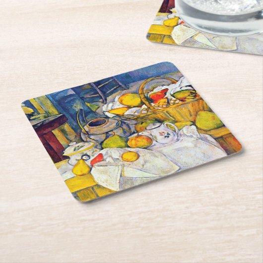 Stillleben mit Obstkorb, Paul Cezanne Rechteckiger Pappuntersetzer (angewinkelt)