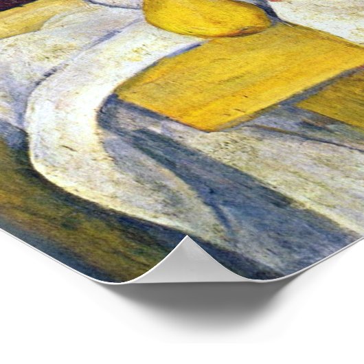 Stillleben mit Obstkorb von Paul Cezanne Poster (Ecke)