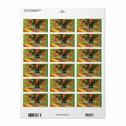 Stillleben mit Oleanders und Büchern Adressaufkleber (Vorne)