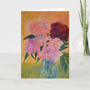 Stillleben mit Peonies-Malerei Feiertagskarte