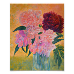 Stillleben mit Peonies-Malerei Fotodruck