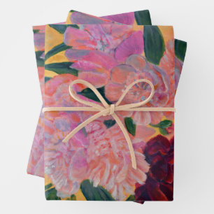 Stillleben mit Peonies-Malerei Geschenkpapier Set