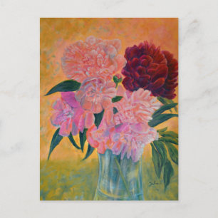 Stillleben mit Peonies-Malerei Postkarte